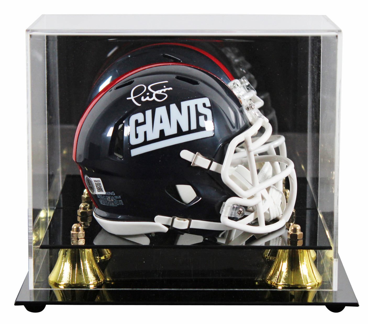 Giants Phil Simms Signed 1981-99 TB Speed Mini Helmet W/ Case BAS Witnessed