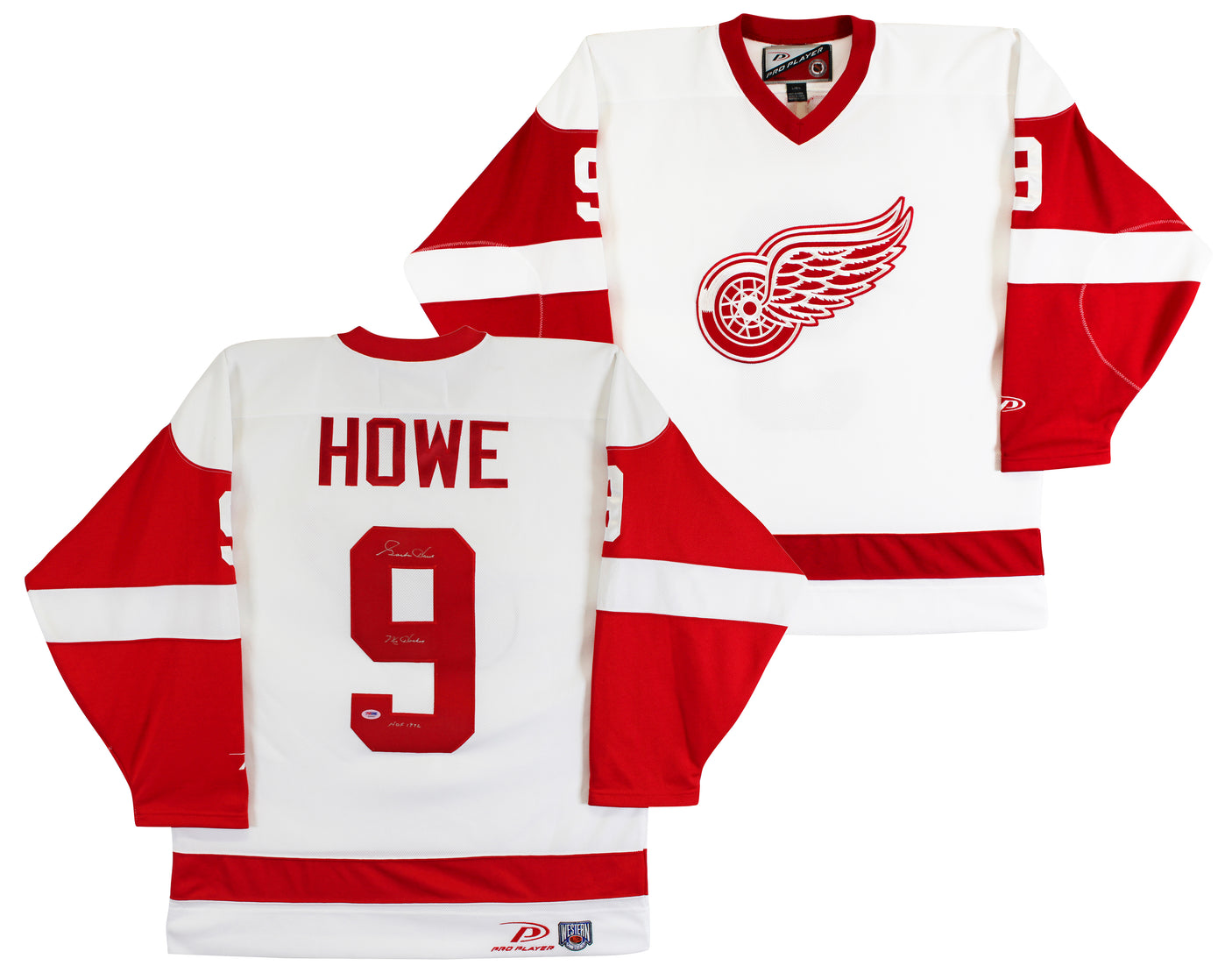 Red Wings Gordie Howe "2x Insc" Signed White Pro Player Jersey PSA/DNA #S32467