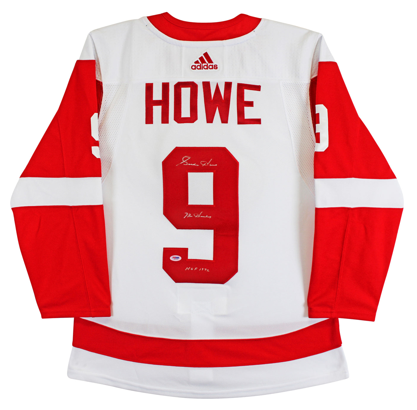 Red Wings Gordie Howe "Mr. Hockey, HOF" Signed White Adidas Jersey PSA #S32432