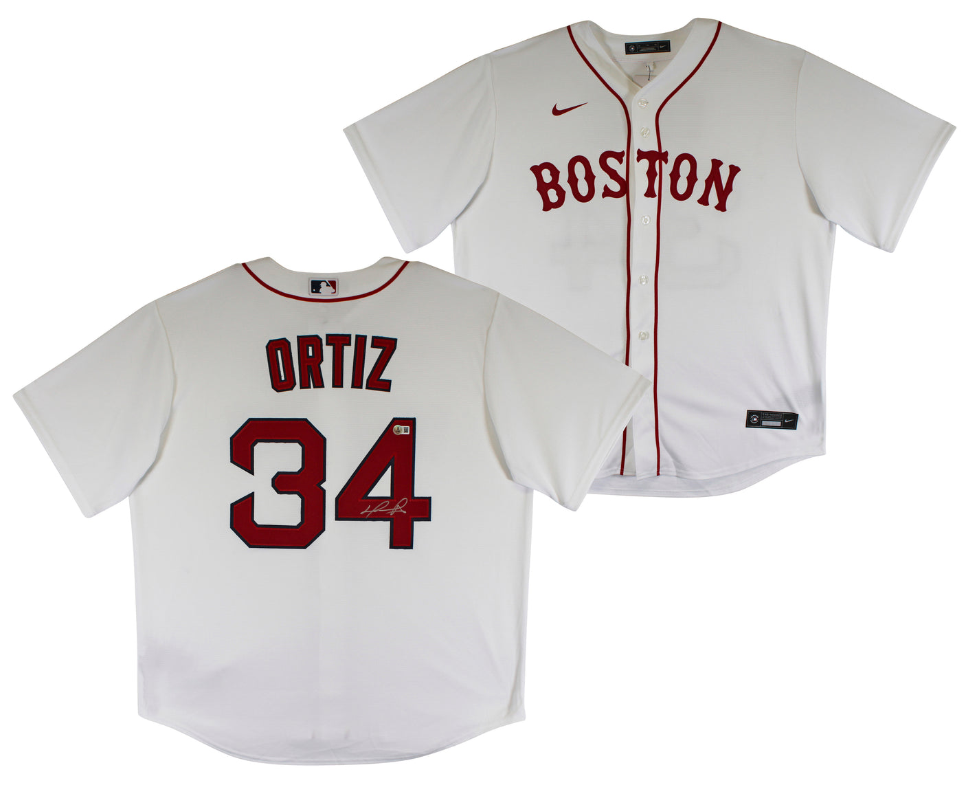 Red Sox David Ortiz Authentic Signed White Nike Jersey Autographed BAS Witnessed