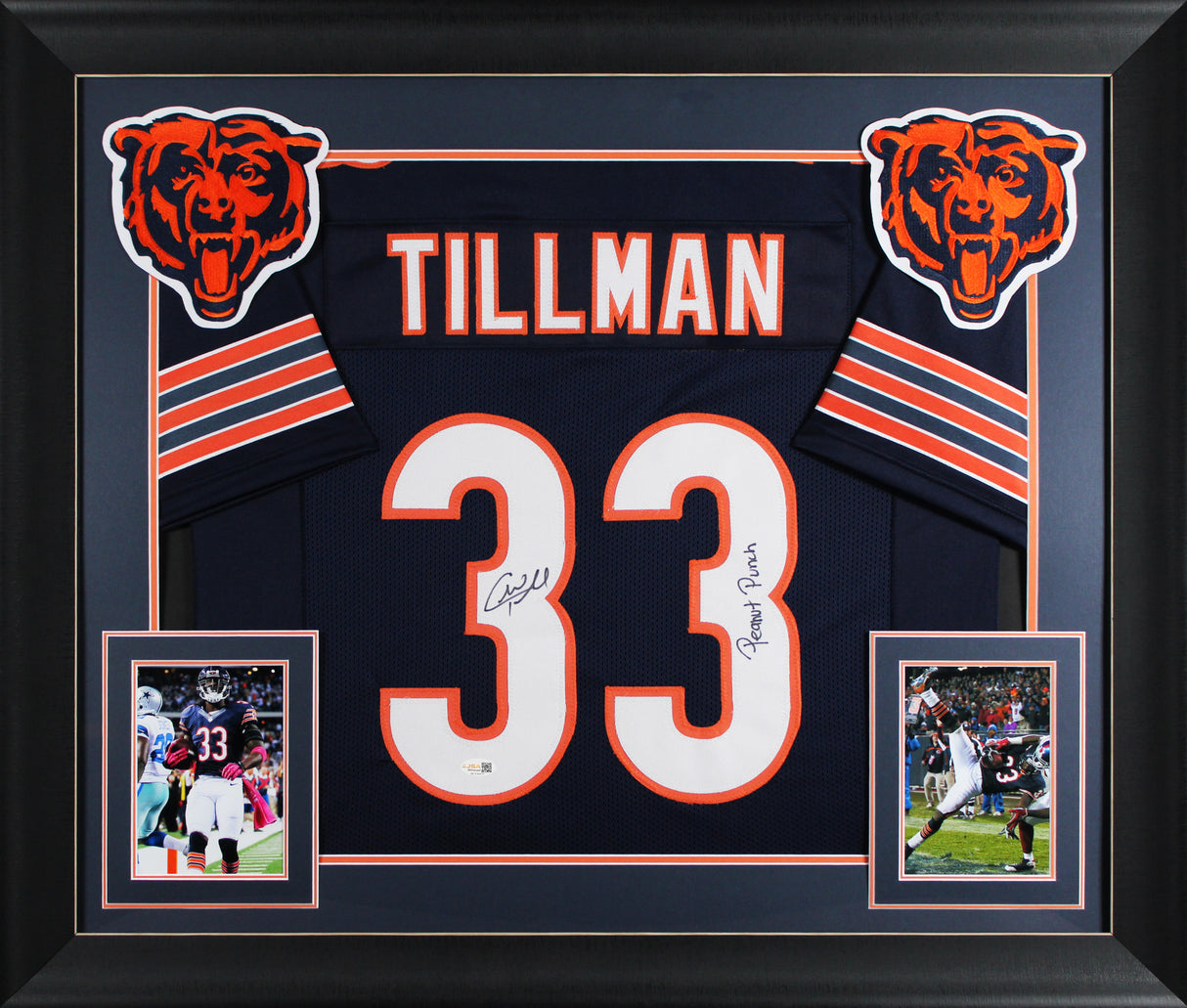 Charles Tillman "Peanut Punch" Signed Navy Pro Style Framed Jersey JSA Witness