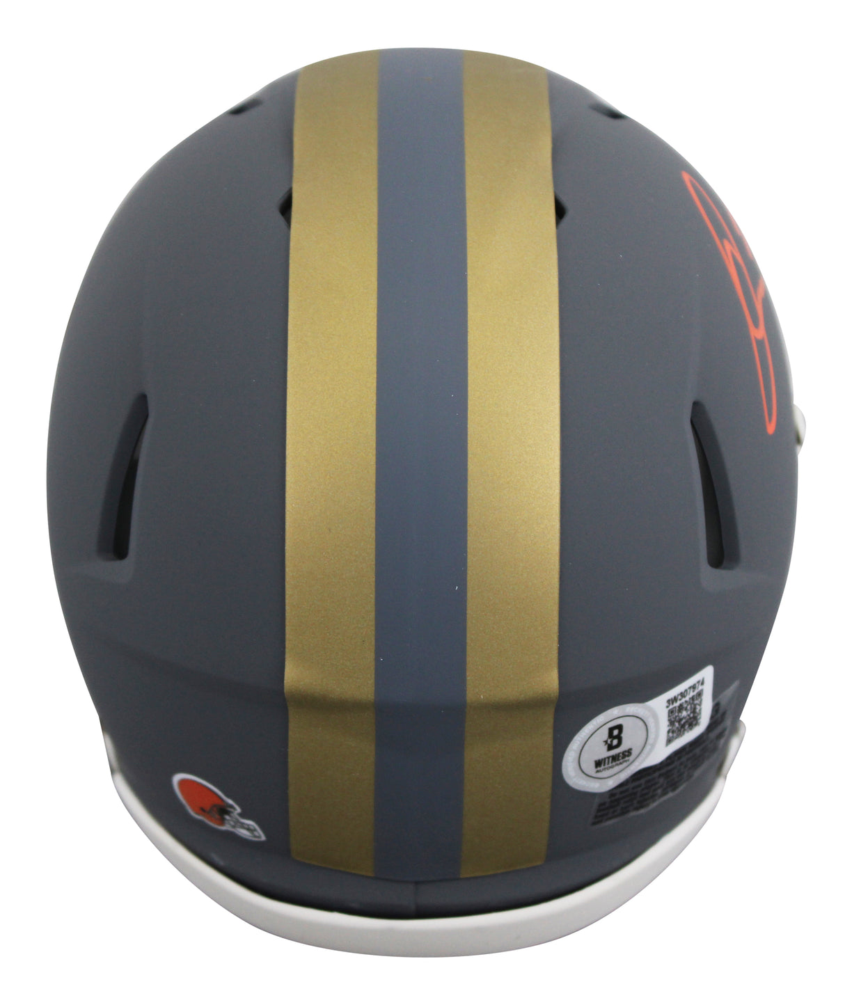 Browns Quinshon Judkins Authentic Signed Slate Speed Mini Helmet BAS Witnessed