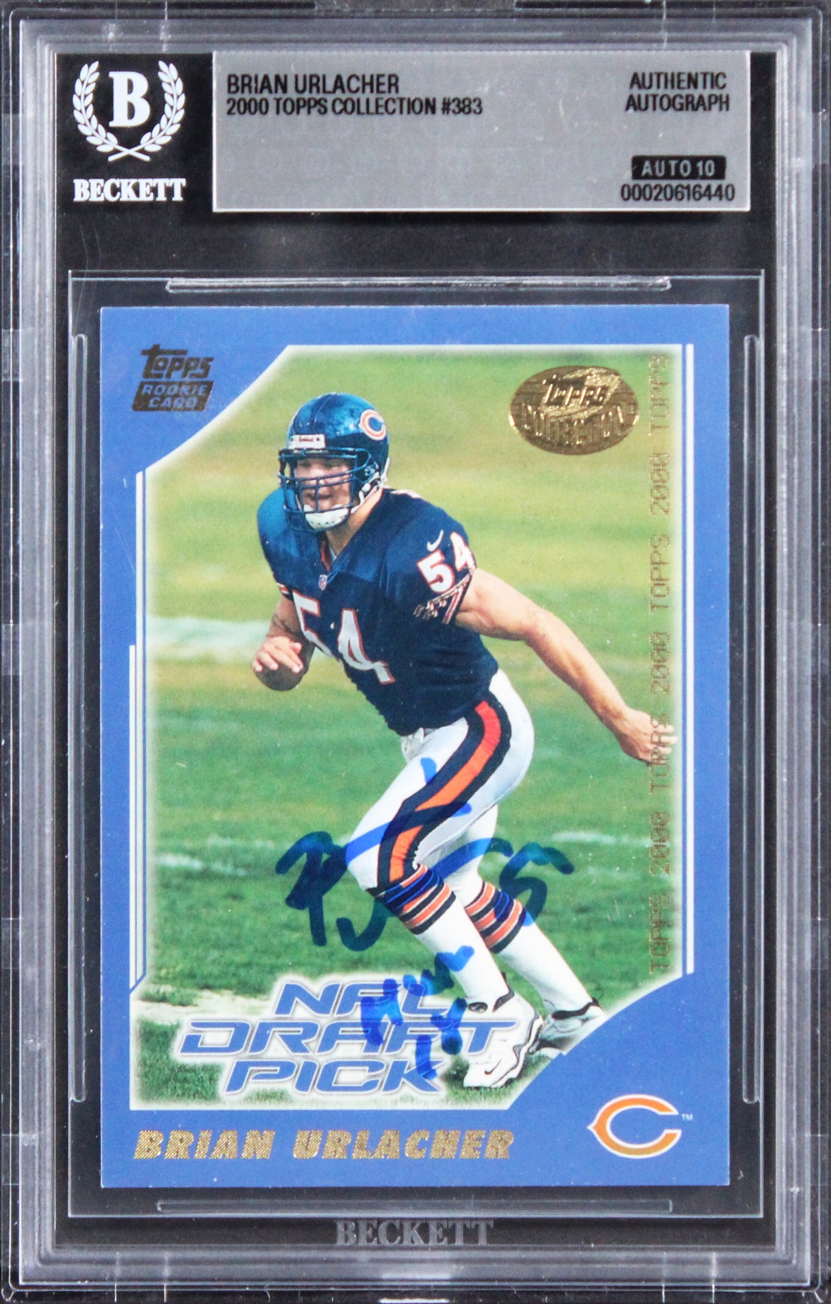 Bears Brian Urlacher "HOF 18" Signed 2000 Topps #383 RC Card Auto 10! BAS Slab