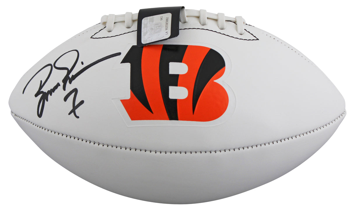 Bengals Boomer Esiason Signed Franklin White Panel Football W/ Case BAS Witness