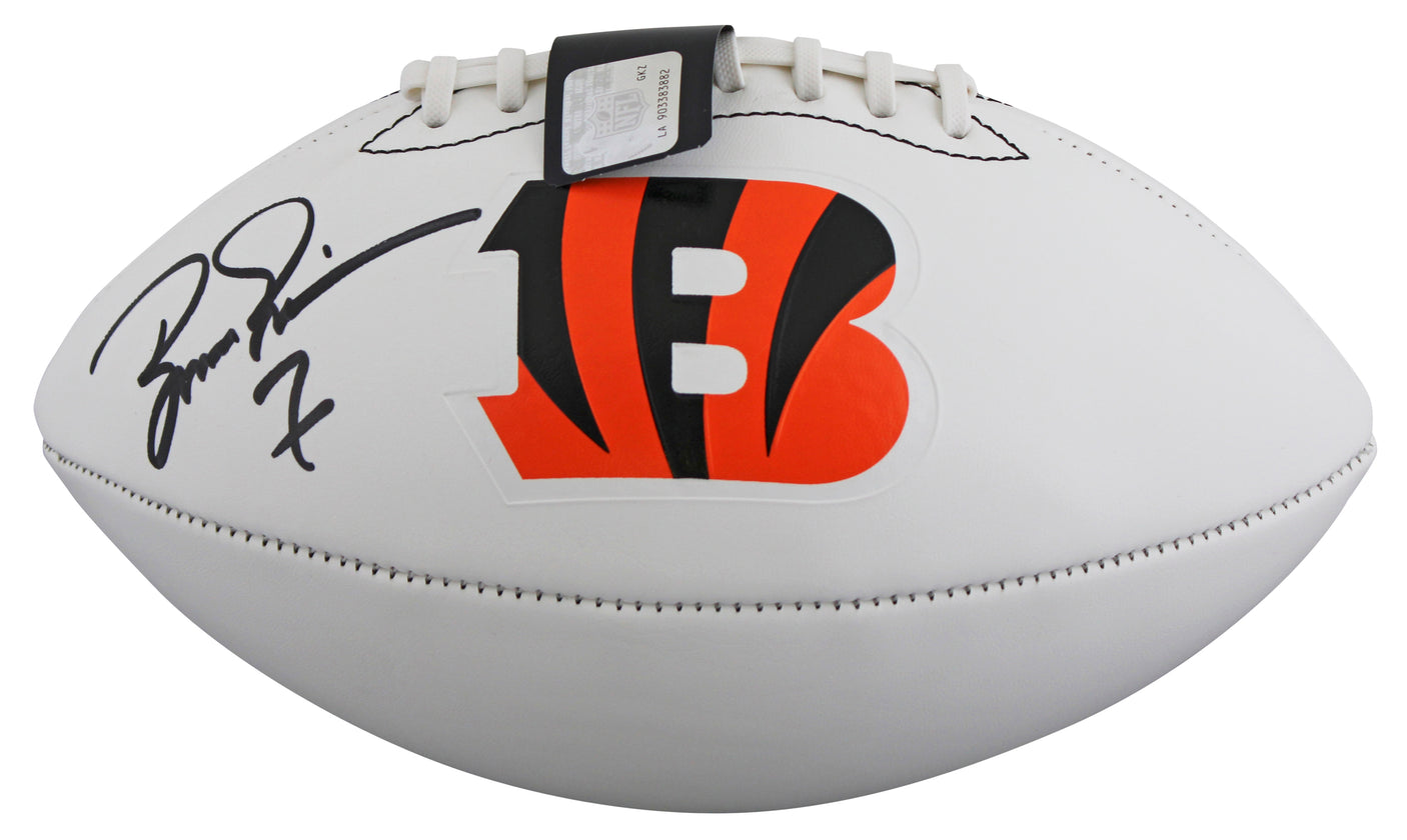Bengals Boomer Esiason Signed Franklin White Panel Logo Football BAS Witnessed