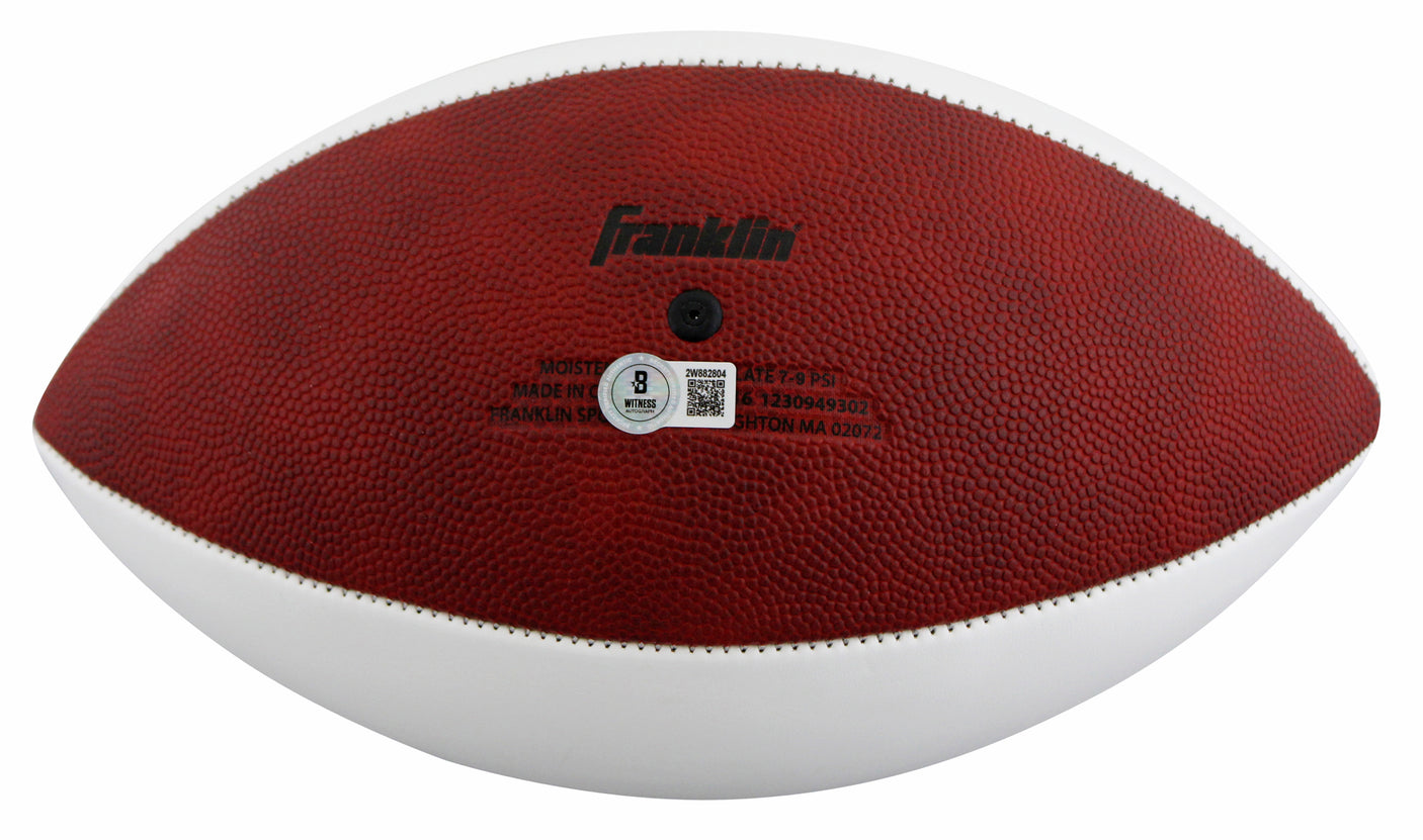 Bengals Boomer Esiason Signed Franklin White Panel Logo Football BAS Witnessed