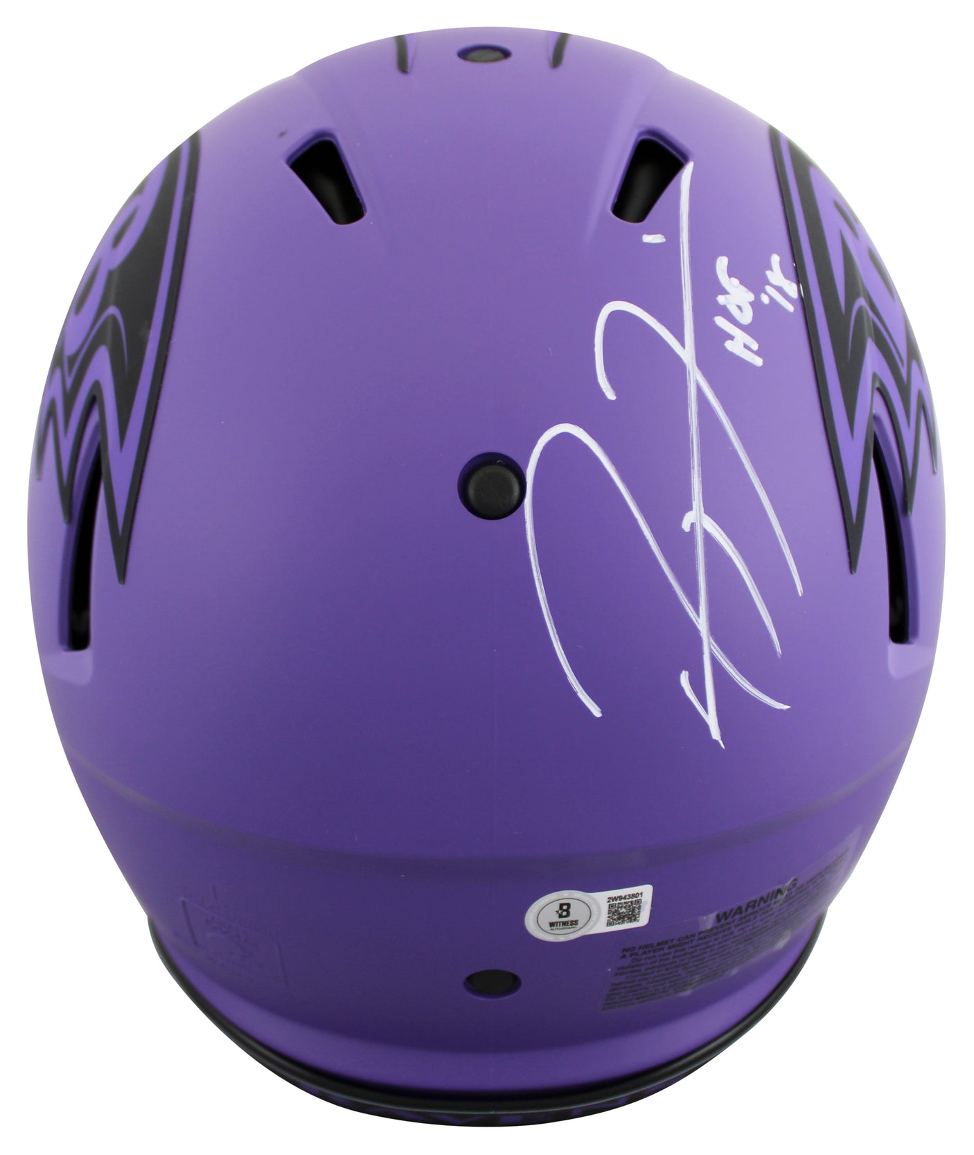 Ravens Ray Lewis "HOF 18" Signed Rave F/S Speed Proline Helmet W/ Case BAS Wit