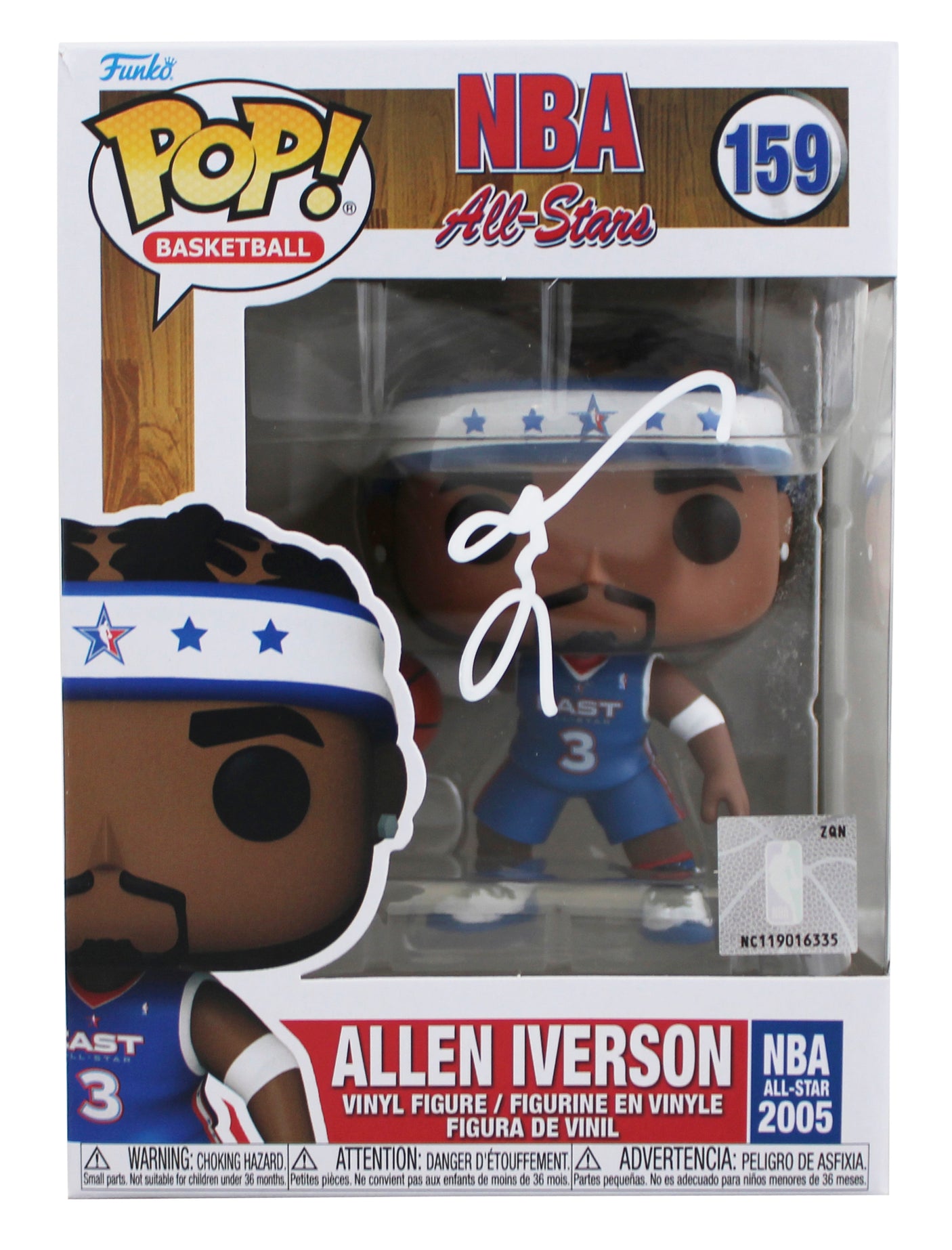76ers Allen Iverson Signed NBA All-Star #159 Funko Pop Vinyl Figure BAS Witness