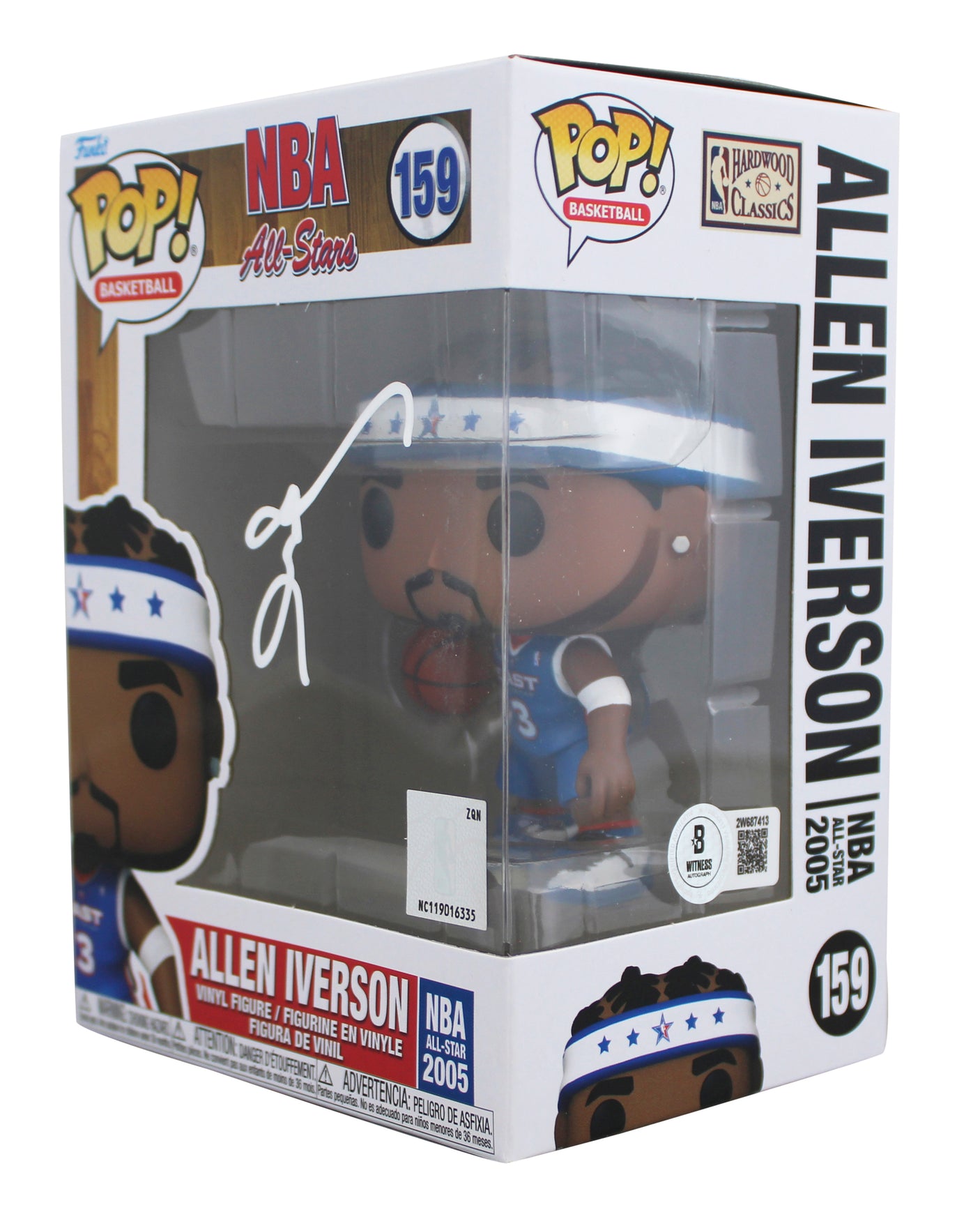 76ers Allen Iverson Signed NBA All-Star #159 Funko Pop Vinyl Figure BAS Witness