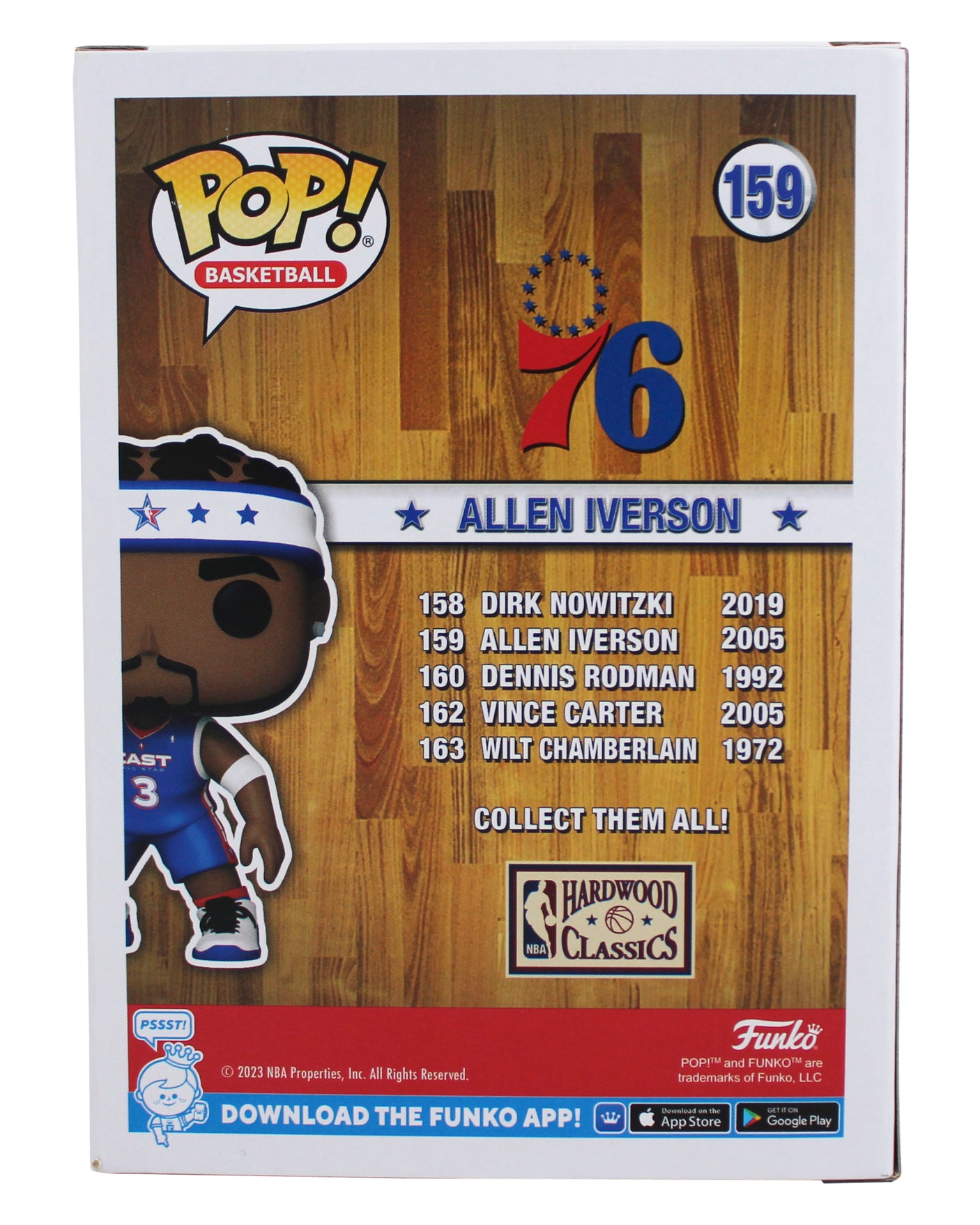 76ers Allen Iverson Signed NBA All-Star #159 Funko Pop Vinyl Figure BAS Witness