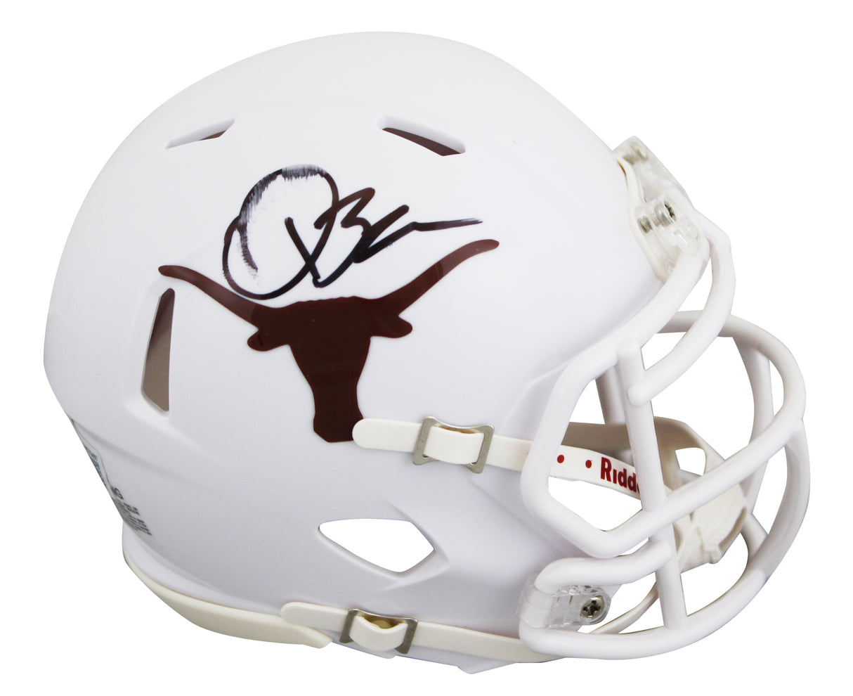 Texas Quinn Ewers Authentic Signed Speed Mini Helmet BAS Witnessed #2W076497