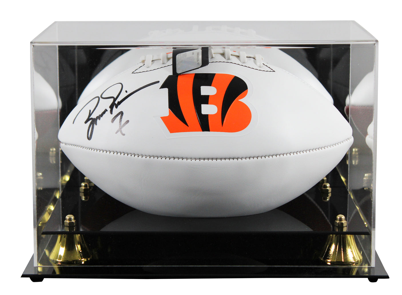 Bengals Boomer Esiason Signed Franklin White Panel Football W/ Case BAS Witness