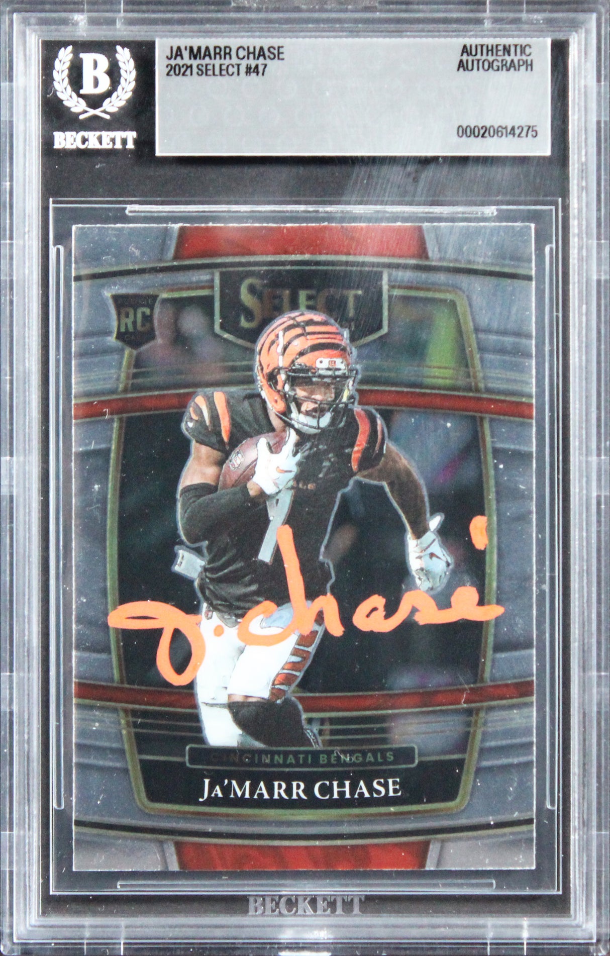 Bengals Ja'Marr Chase Authentic Signed 2021 Select #47 Rookie Card BAS Slabbed