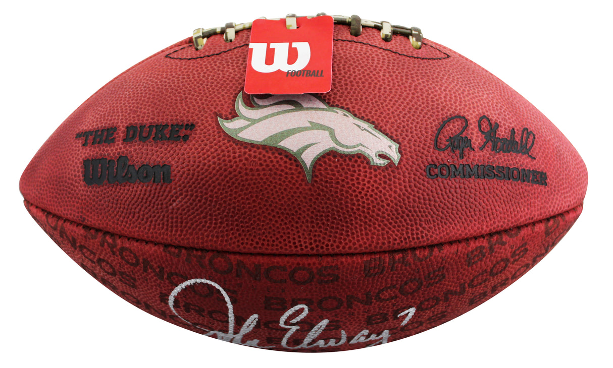 Broncos John Elway Signed Wilson "The Duke" Team Showcase Football BAS Witnessed