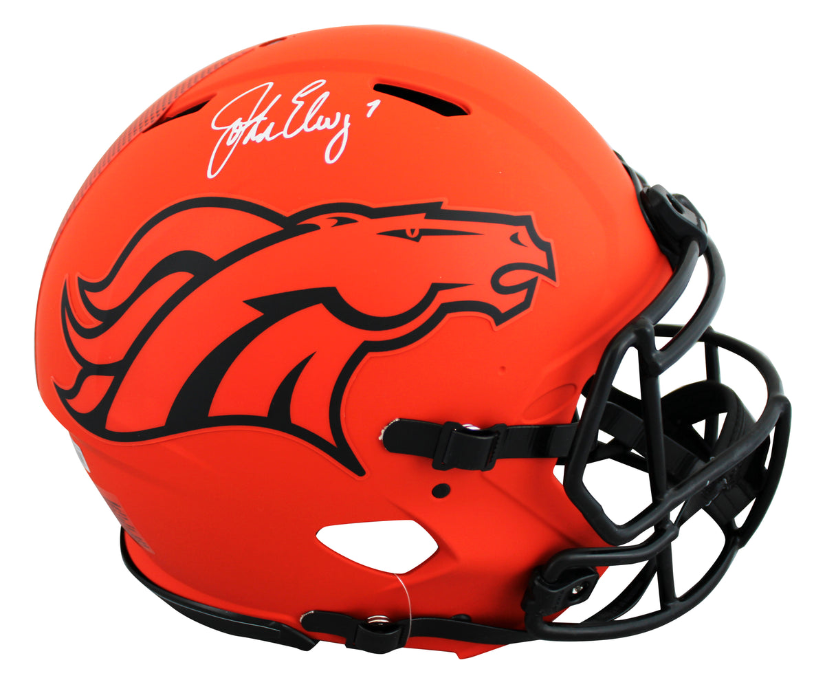 John Elway Autographed Denver Broncos RAVE Speed Authentic Helmet Beckett Witnessed