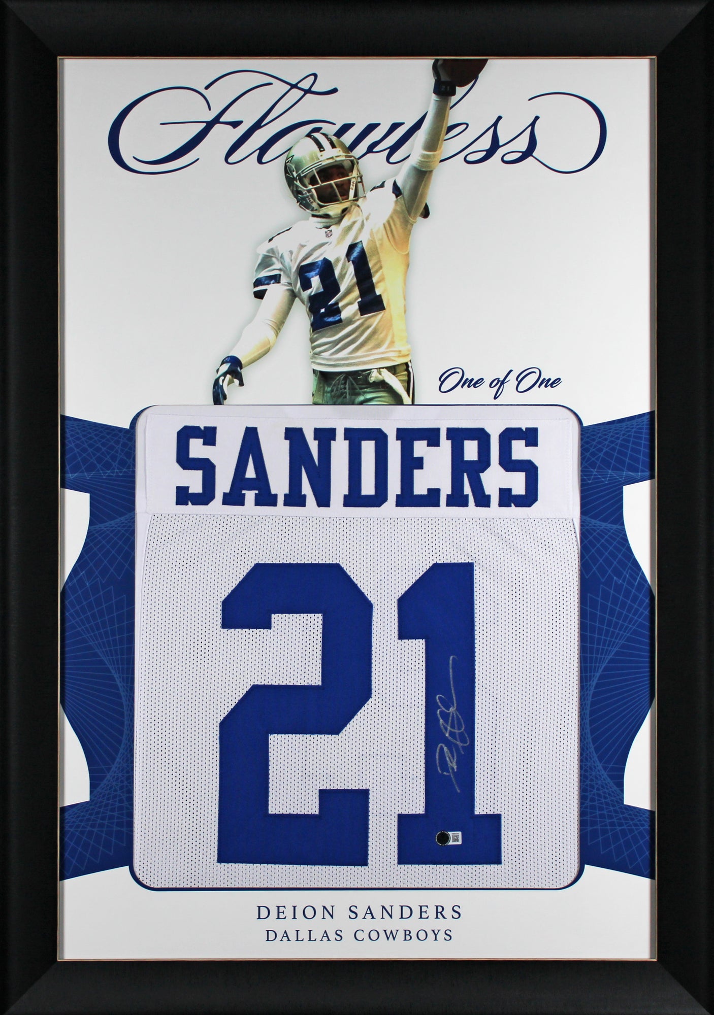 Deion Sanders Authentic Signed One of One Jersey Framed Display BAS Witnessed