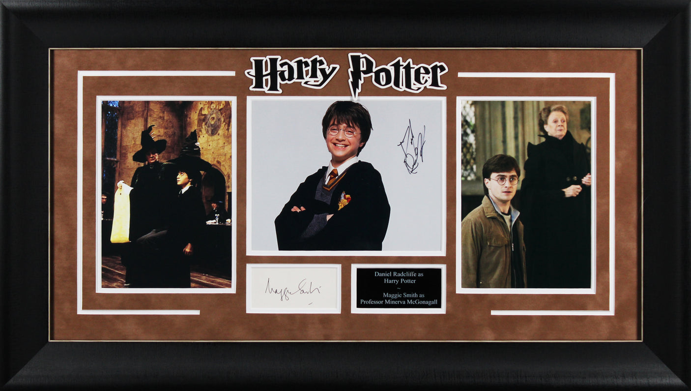 Daniel Radcliffe & Maggie Smith Harry Potter Signed Framed Display BAS #AE09587