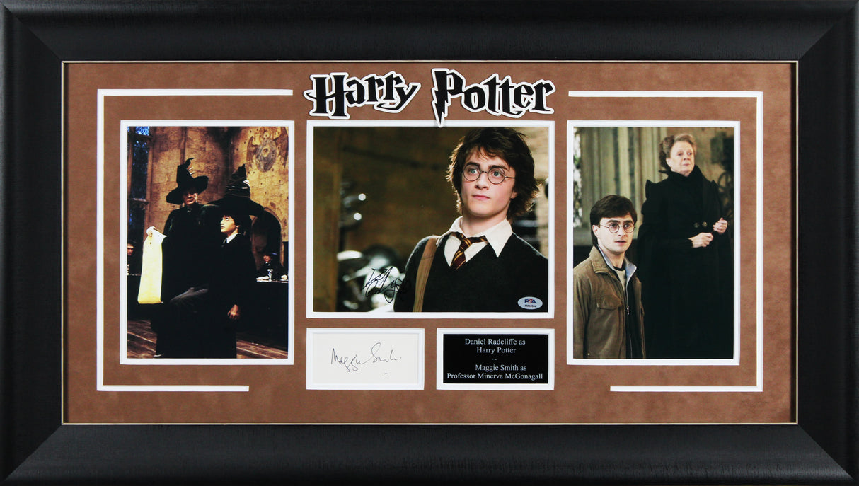 Daniel Radcliffe & Maggie Smith Harry Potter Signed Framed Display BAS #AE09586