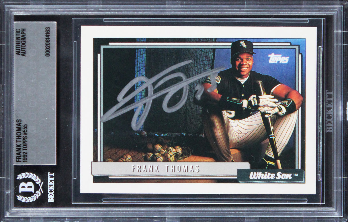 White Sox Frank Thomas Authentic 1992 Topps #555 Card Autographed BAS Slabbed