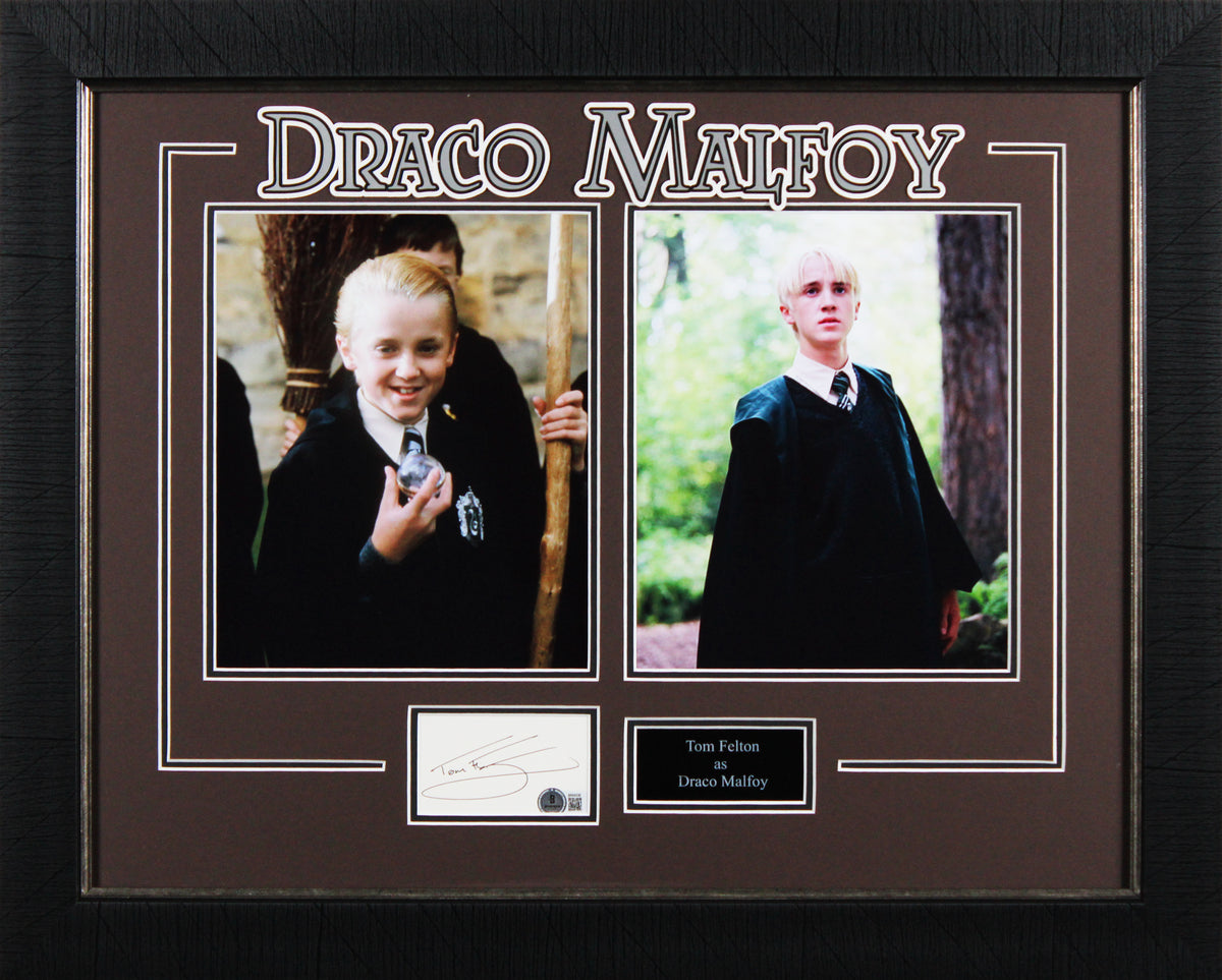 Tom Felton Harry Potter Authentic Signed & Framed 2.5x4 Cut Signature BAS