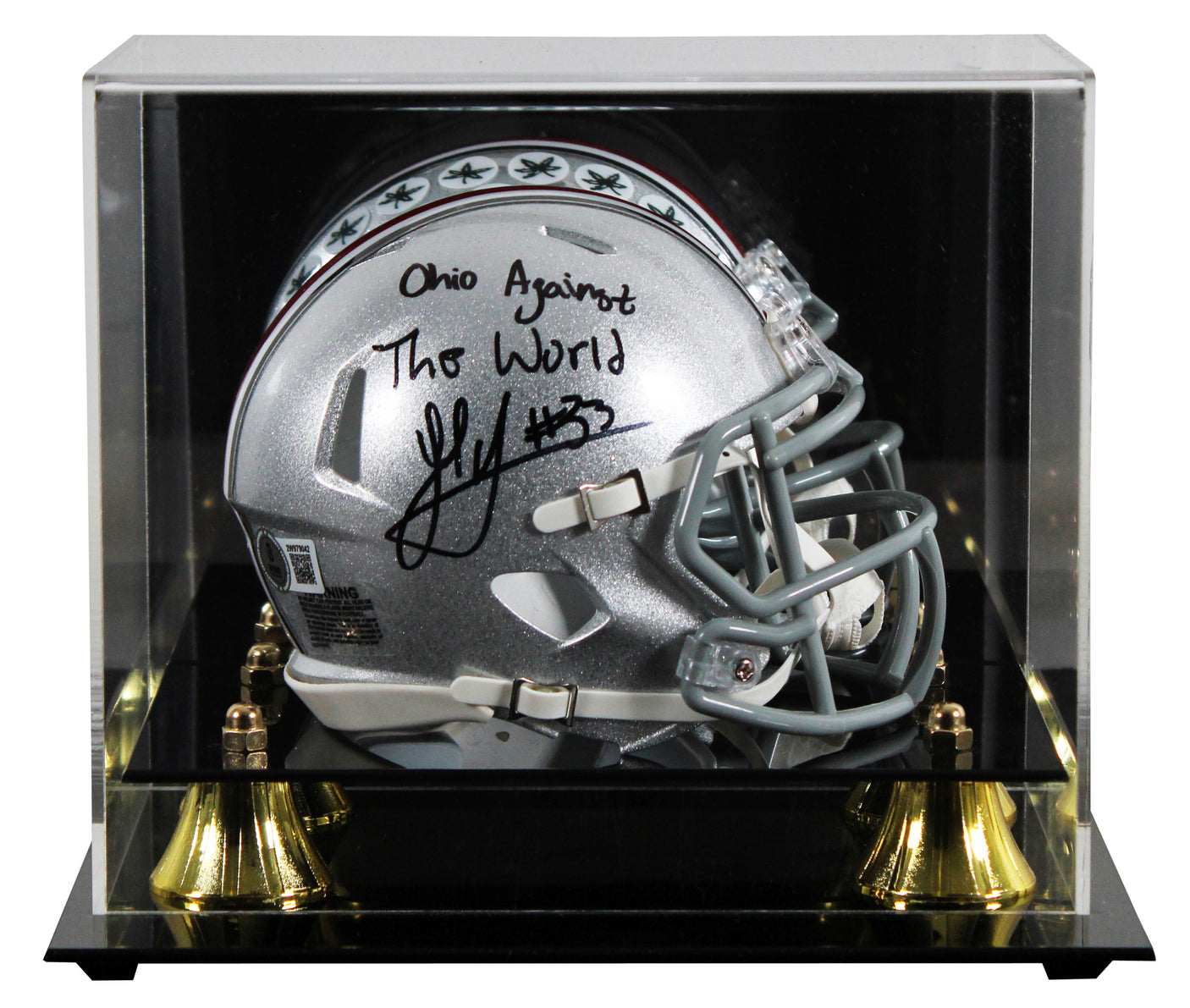 Ohio State Jack Sawyer "OATW" Signed Speed Mini Helmet W/ Case BAS Witnessed
