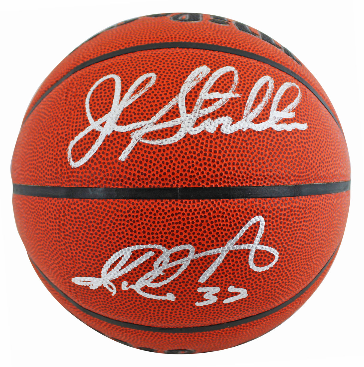 Jazz John Stockton & Karl Malone Authentic Signed Wilson Basketball BAS Witness