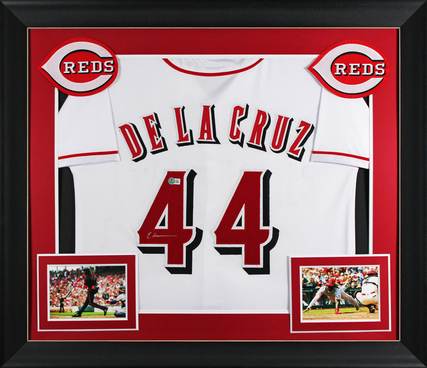 Elly De La Cruz Signed White Pro Style Framed Jersey w/ Dropshadow BAS