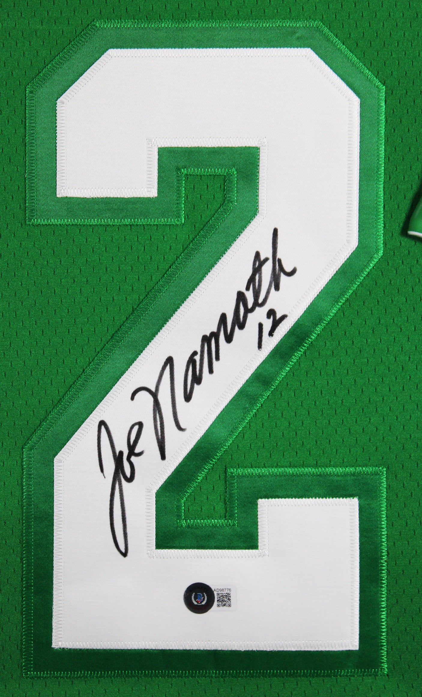 Jets Joe Namath Authentic Signed Green Mitchell & Ness Framed Jersey BAS 2