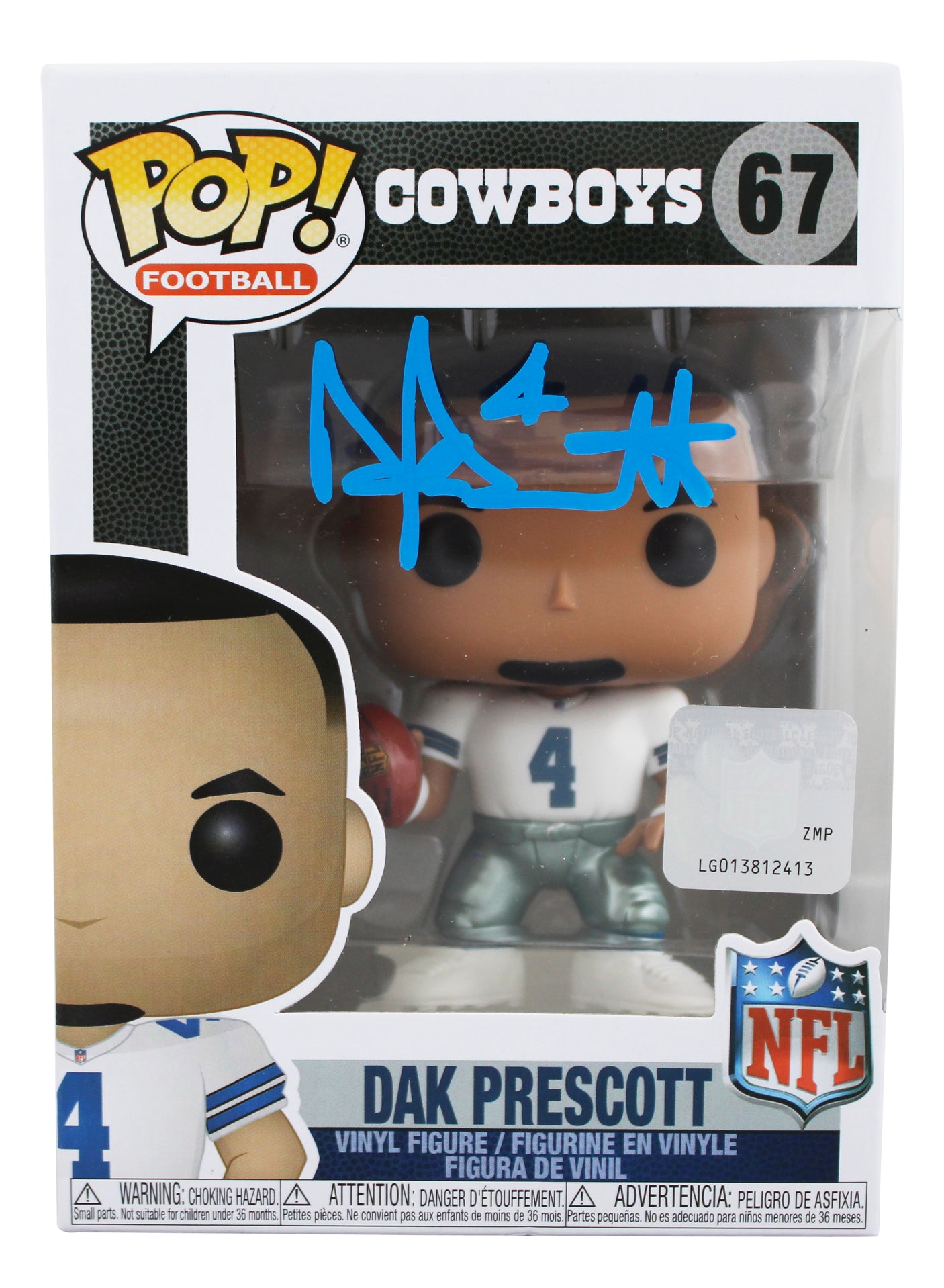 Cowboys Dak Prescott Authentic Signed #67 Funko Pop Vinyl Figure BAS Witnessed