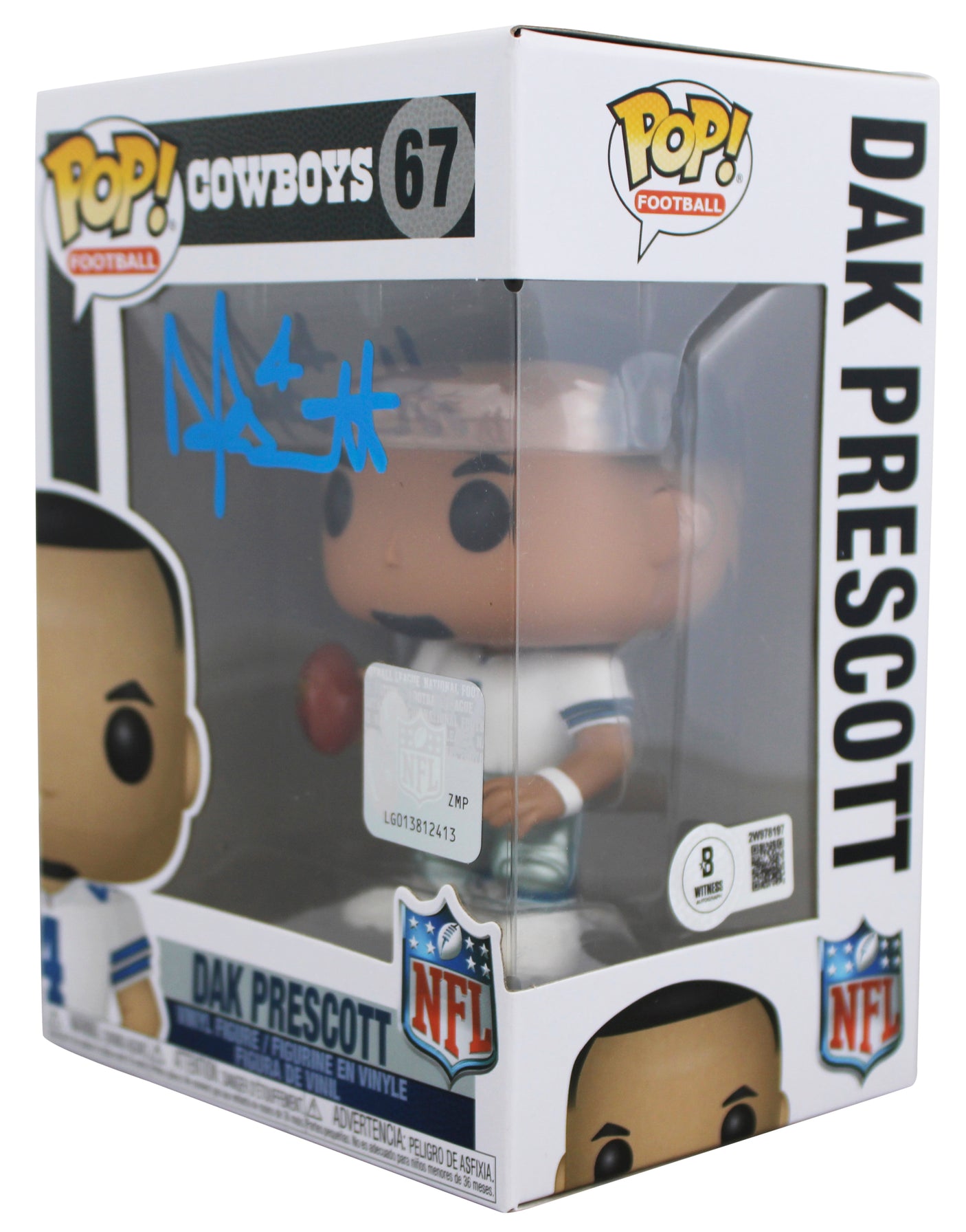 Cowboys Dak Prescott Authentic Signed #67 Funko Pop Vinyl Figure BAS Witnessed