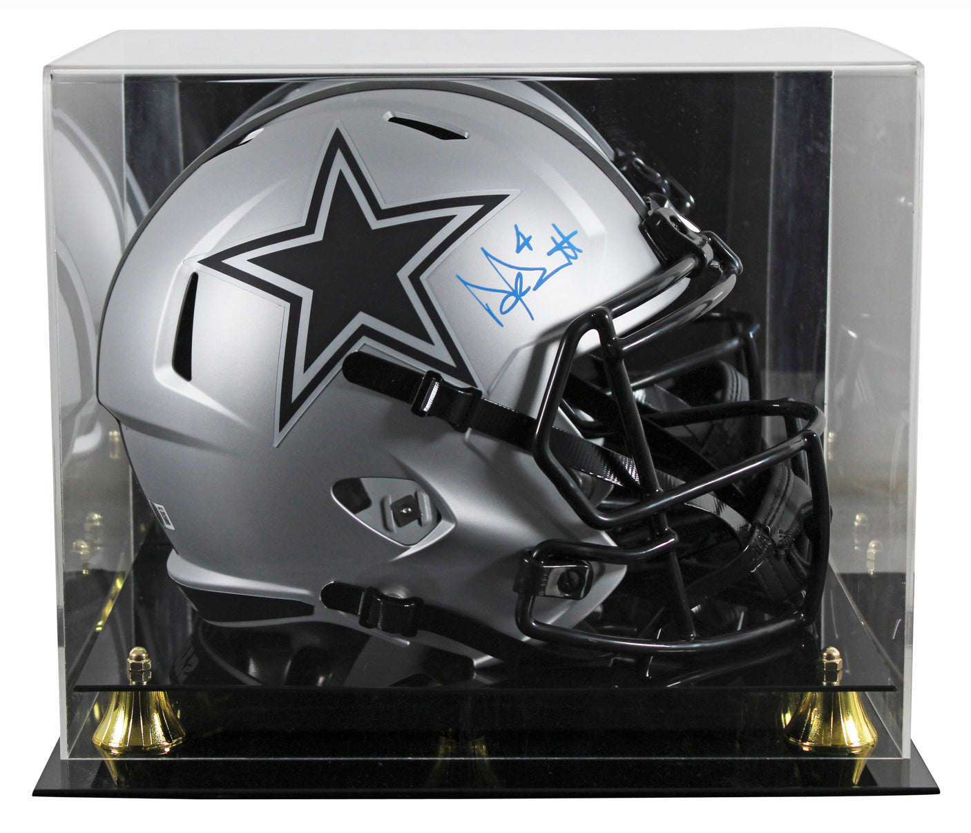 Cowboys Dak Prescott Signed Rave Full Size Speed Rep Helmet W/ Case BAS Witness