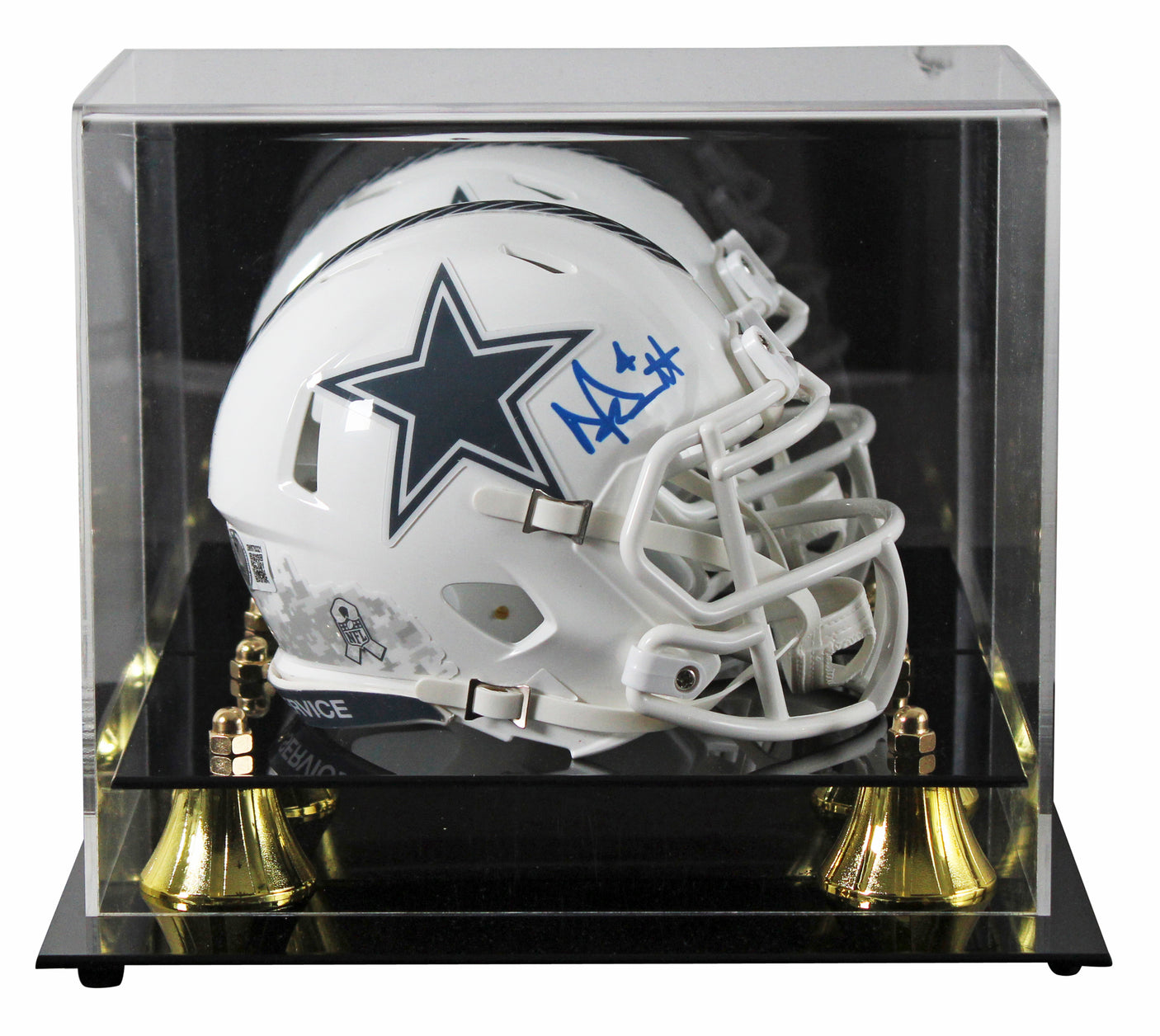 Cowboys Dak Prescott Signed STS III Speed Mini Helmet W/ Case BAS Witnessed