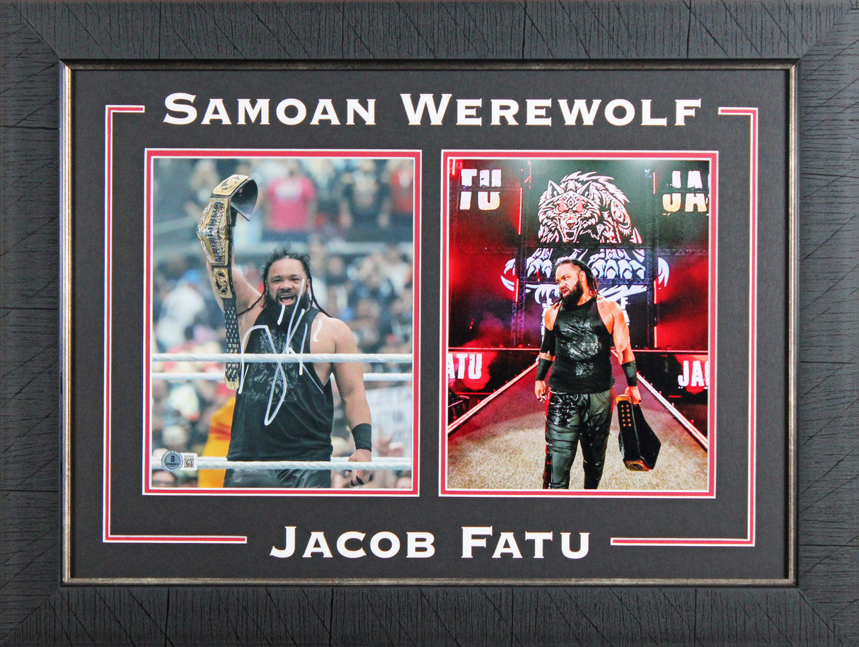 WWE Jacob Fatu Authentic Signed 8x10 Framed Photo Autographed BAS #BV03034