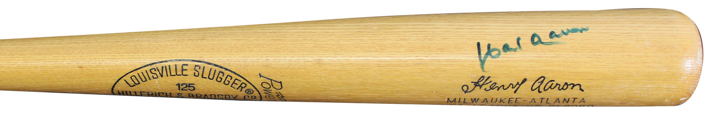 Braves Hank Aaron Signed H&B Louisville Slugger Player Model Bat BAS #AE13991
