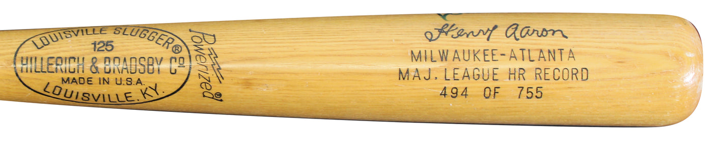 Braves Hank Aaron Signed H&B Louisville Slugger Player Model Bat BAS #AE13991
