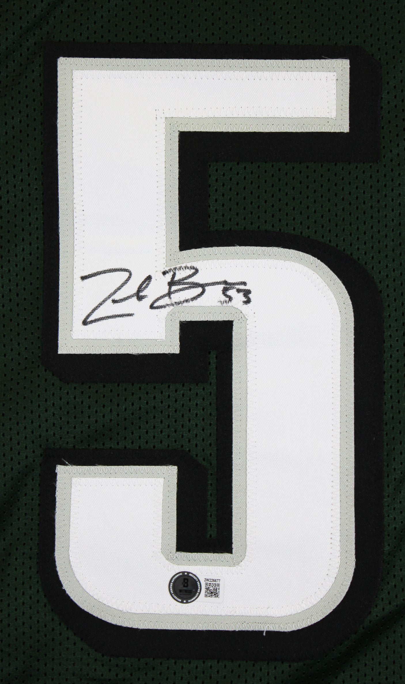 Zack Baun Authentic Signed Green Pro Style Jersey Autographed BAS Witnessed