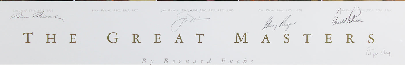 Golf Masters (5) Nicklaus, Palmer, Snead, Player Signed & Framed Lithograph BAS
