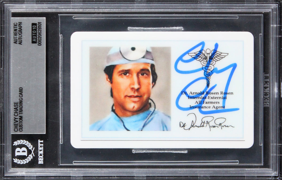Chevy Chase Fletch Signed Custom Trading Card Auto Grade Gem Mint 10 BAS Slabbed