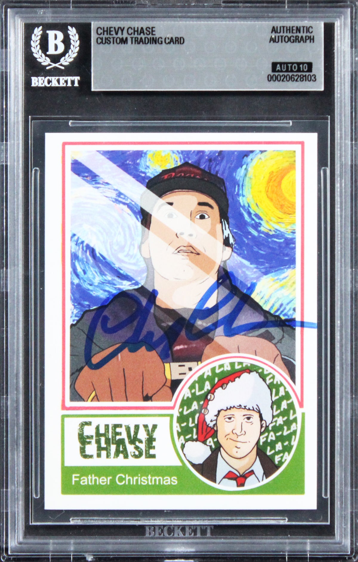 Chevy Chase Christmas Vacation Signed Custom Trading Card Auto 10! BAS Slabbed