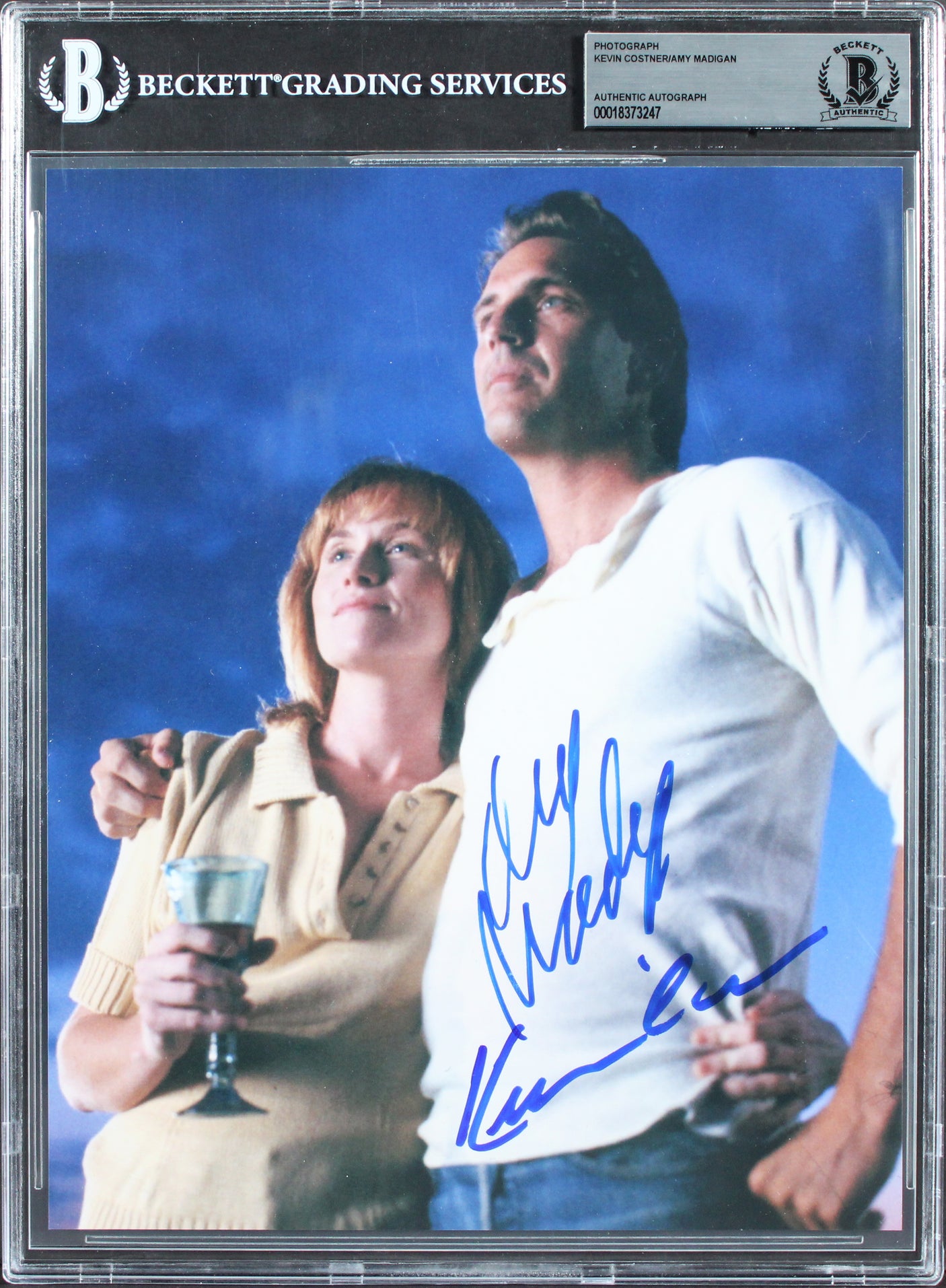 Kevin Costner & Amy Madigan Field of Dreams Signed 8x10 Photo BAS Slabbed
