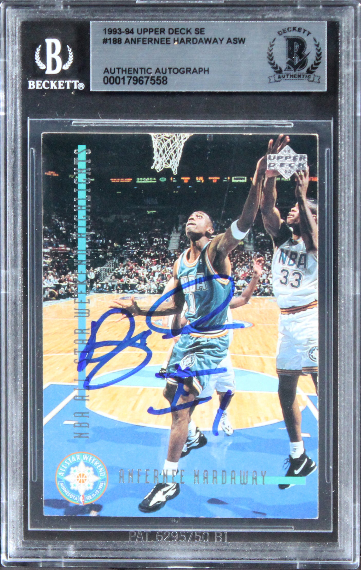 Magic Anfernee Hardaway Signed 1993 Upper Deck SE #188 Rookie Card BAS Slabbed
