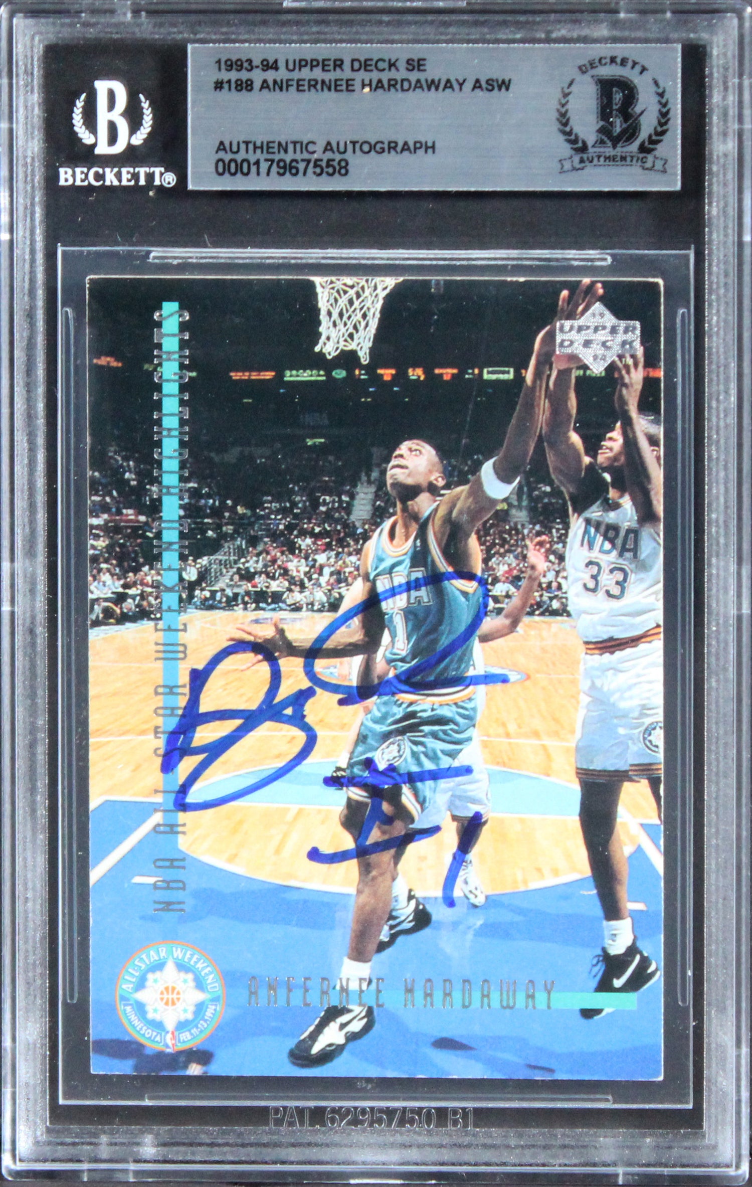Magic Anfernee Hardaway Signed 1993 Upper Deck SE #188 Rookie Card BAS Slabbed