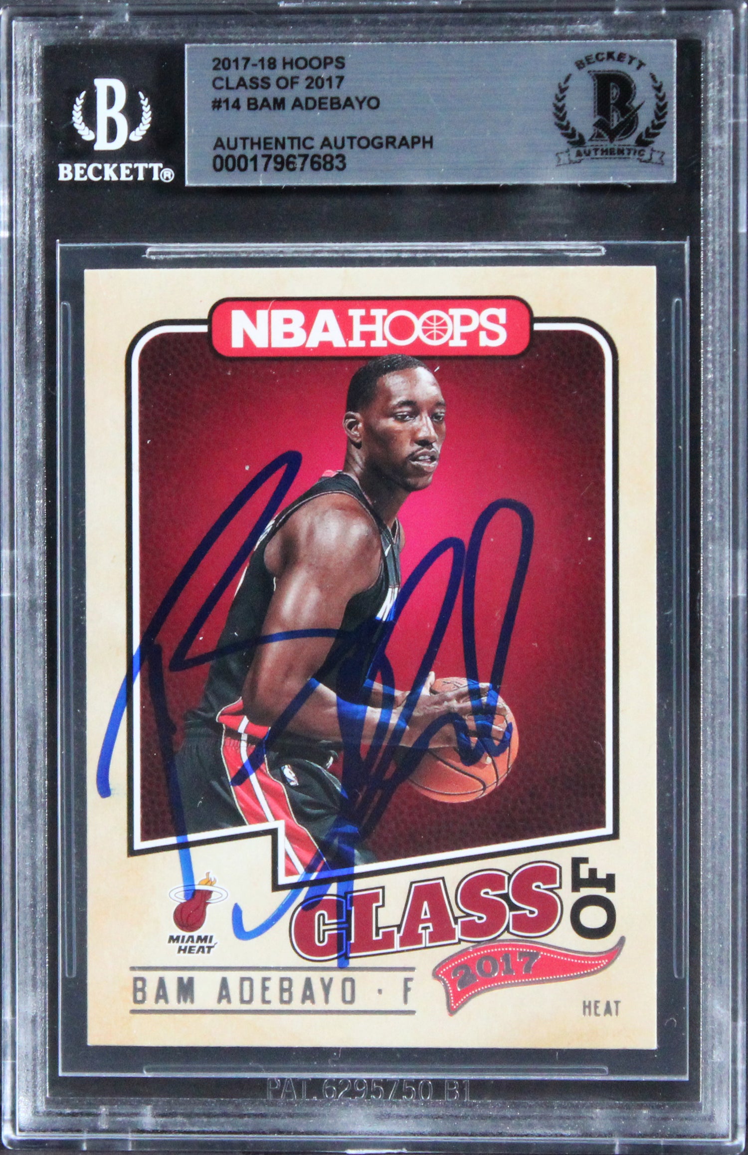 Heat Bam Adebayo Signed 2017 Hoops Class Of 2017 #14 Rookie Card BAS Slabbed