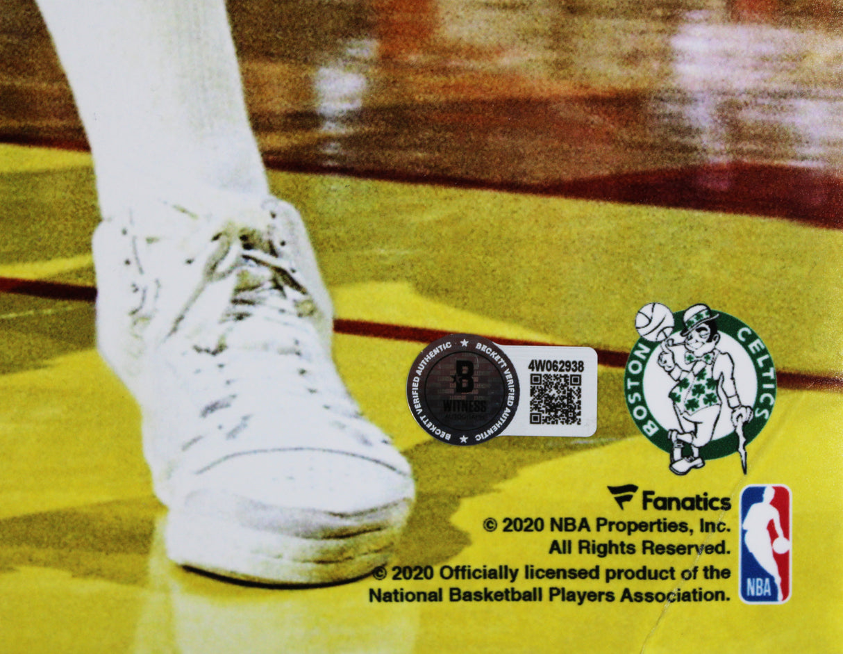 Magic Johnson & Larry Bird Signed 16x20 Vertical Boxout Photo BAS Wit #4W062938