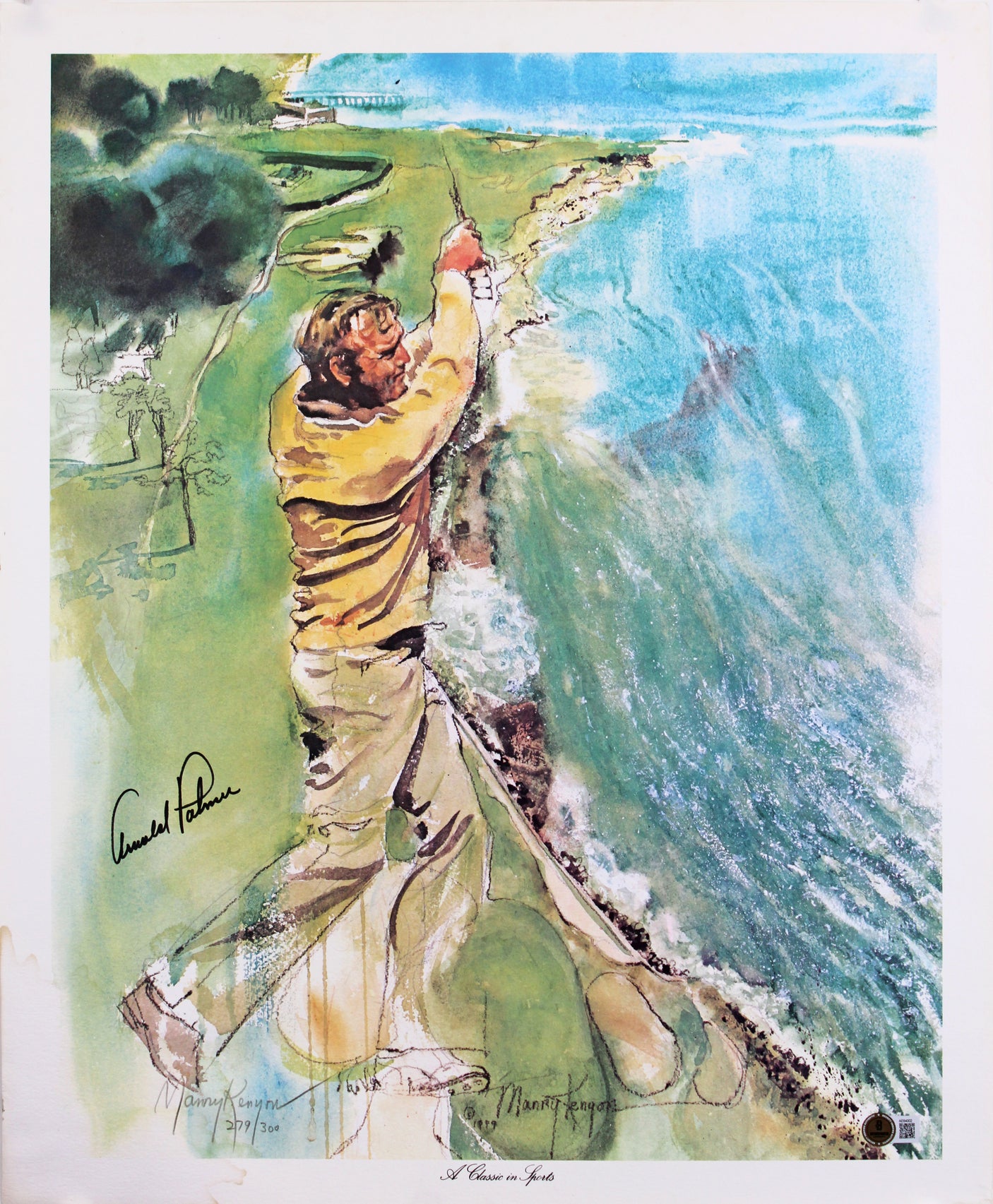 Arnold Palmer & Ann Manry Kenyon Authentic Signed 18x22 Lithograph BAS