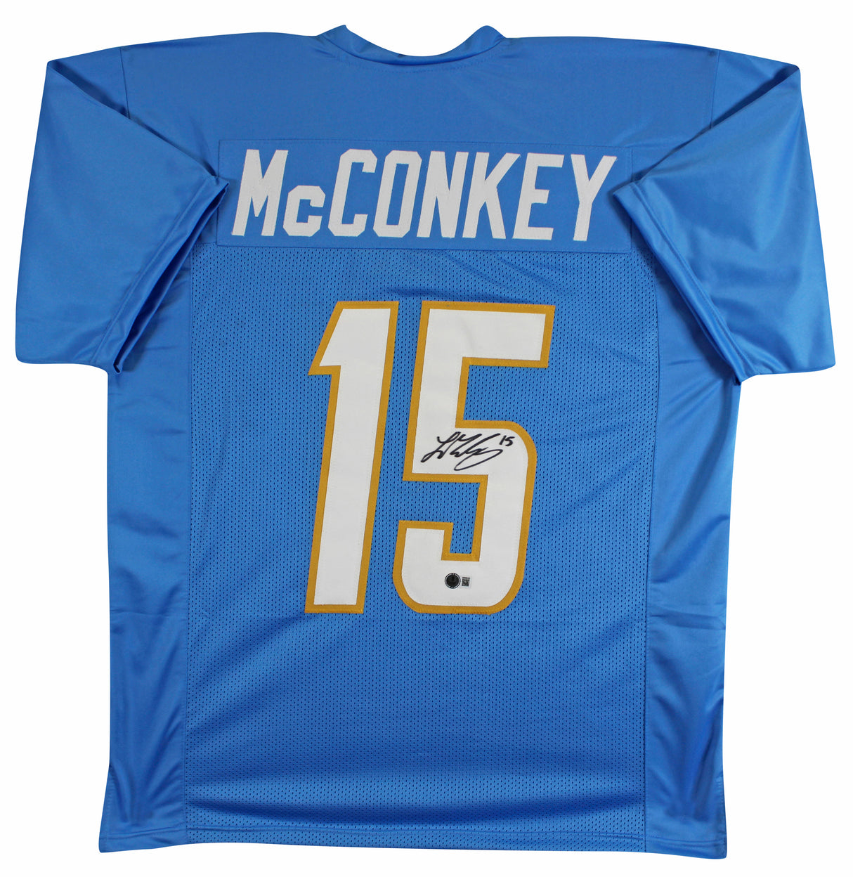 Ladd McConkey Authentic Signed Powder Blue Pro Style Jersey BAS Witnessed
