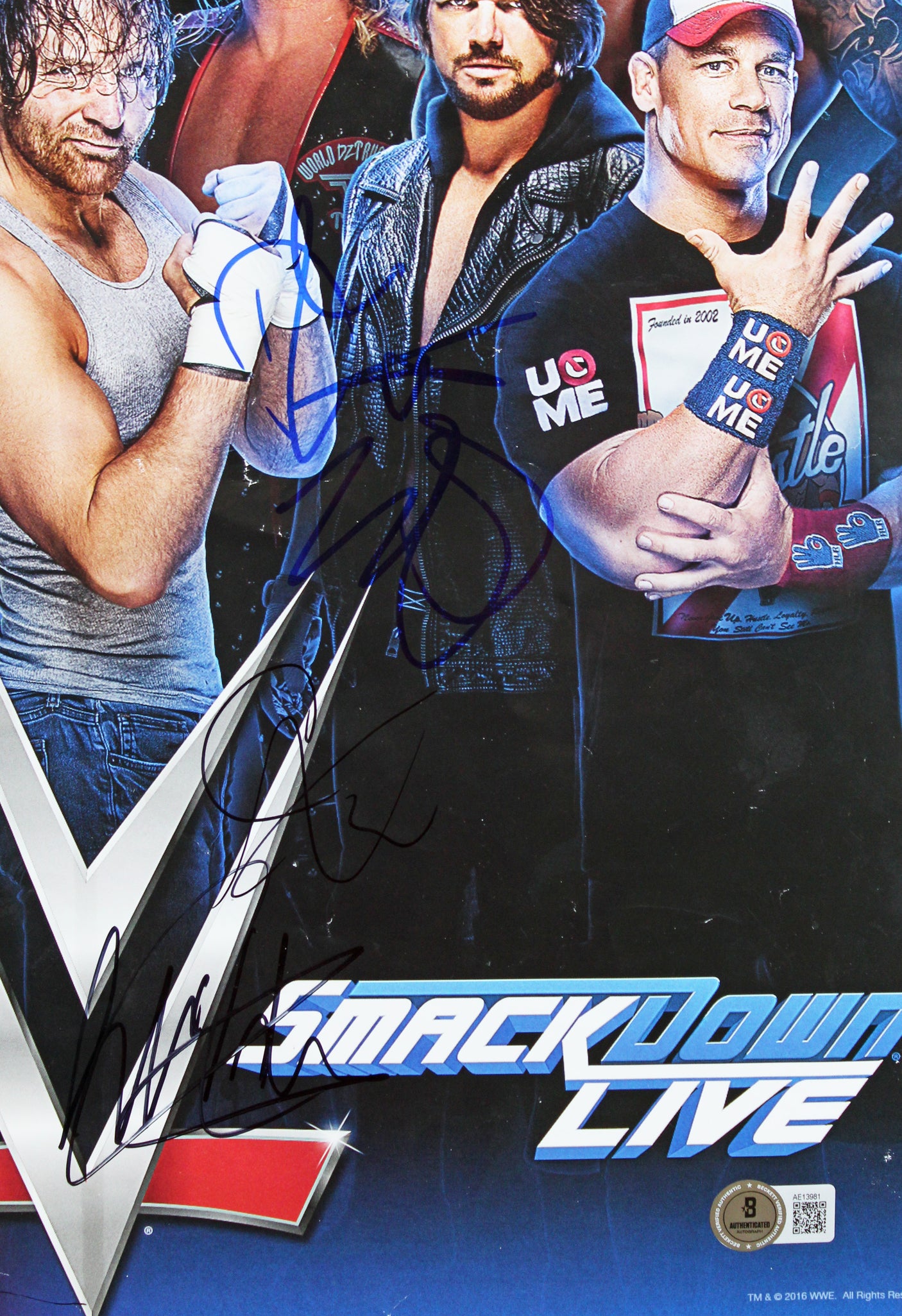 WWE Superstars (20) Hardy, Rollins, Stroman +17 Signed 16x24 Poster BAS #AE13981