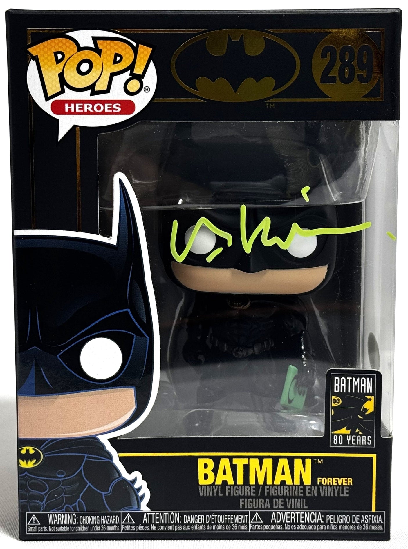 Val Kilmer Autographed Batman Funko Pop Figurine #289- JSA *Green