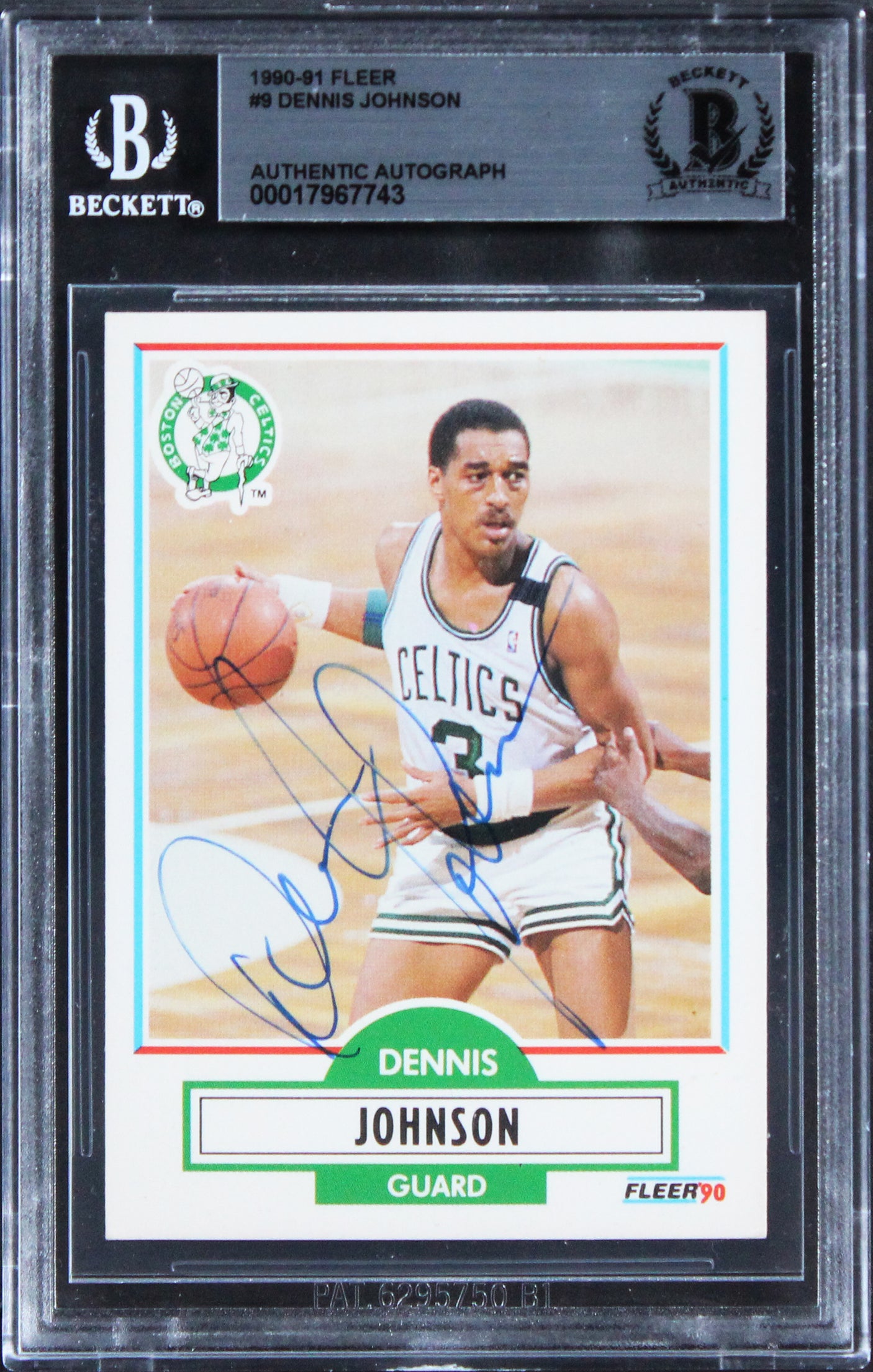 Celtics Dennis Johnson Authentic Signed 1990 Fleer #9 Card BAS Slabbed