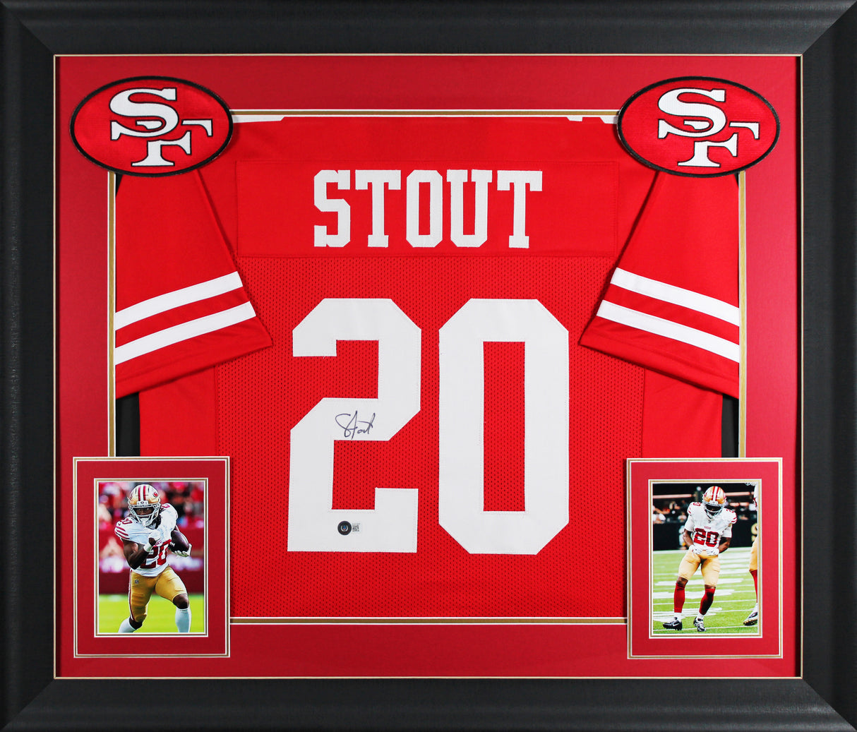 Upton Stout Authentic Signed Red Pro Style Framed Jersey Autographed BAS